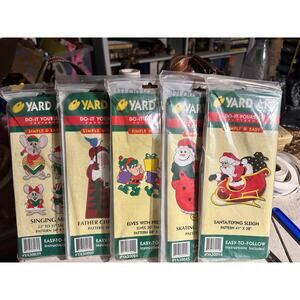 VTG NOS Yard Art Christmas Patterns (5) elves, Santa, snowman, mice, Father Xmas